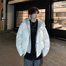 405A美式高街个性连帽设计假两件pu皮棉服MY24920-P158控188，男装棉衣，星座405A