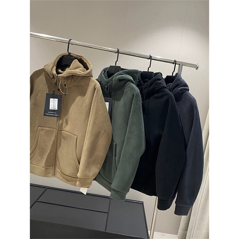 高品 基础双面摇粒绒加厚保暖休闲连帽夹克卫衣外套男女A1191-P65图片