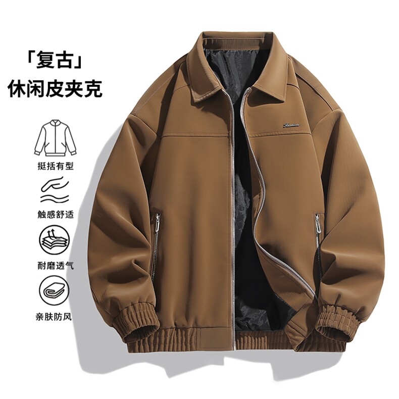 2025秋冬新款休闲百搭防风翻领皮衣夹克YH-67-P65,男装皮衣,星座717