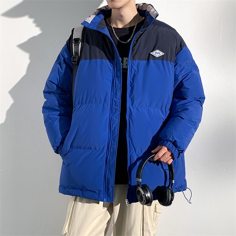 冬季新款宽松面包服美式复古立领棉服男撞色棉衣外套MY9060-P100,男装棉衣,电商A128