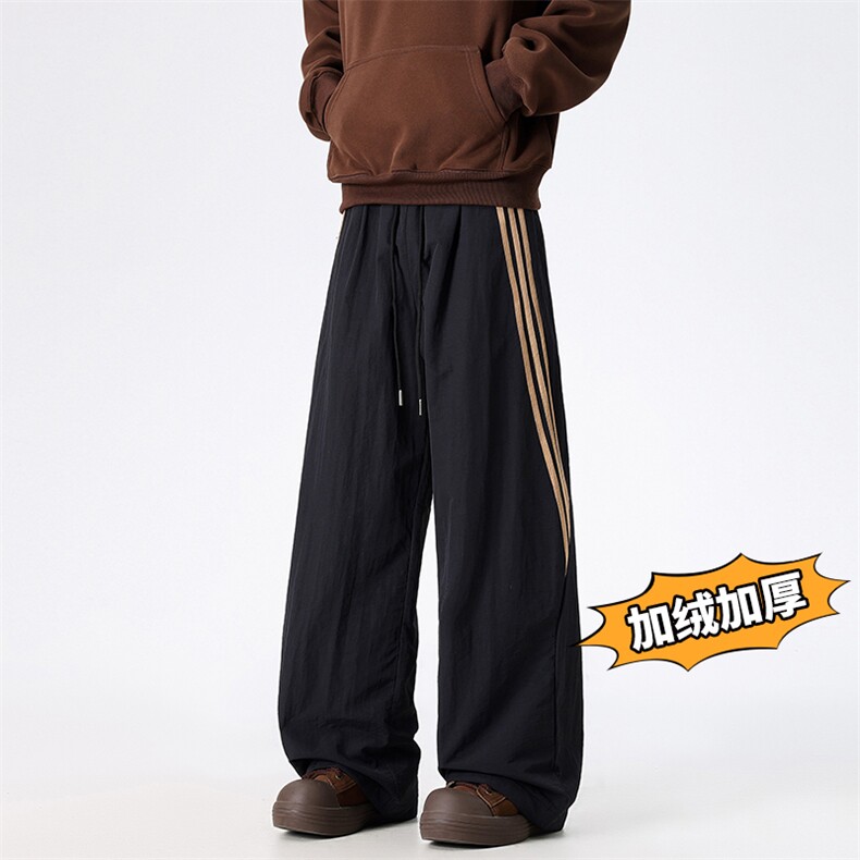 港风休闲裤长裤三条杠加绒加厚棉裤直筒裤A014-DY25129-P65控88,男装棉裤,电商A014