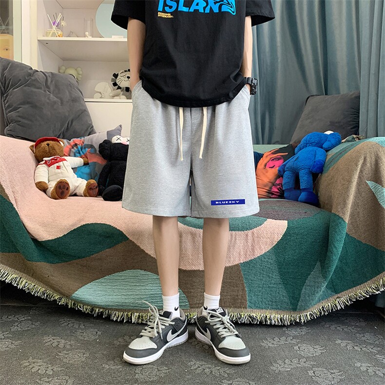 HD74202-P22华夫格短裤男大码宽松五分裤男直筒中裤,男装休闲裤,电商A040