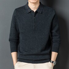 2023冬款纯色毛衣男中年翻领打底针织衫潮流保暖上衣YYS8290-P230图片