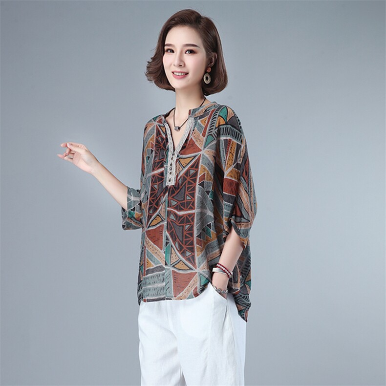 2021夏款大码女装印花上衣262款，女装大码女装，秋牧寒烟