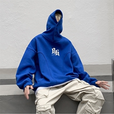 ！23宽松重磅加绒350克暗黑风Rh排扣连帽卫衣LW9075-p78，男装卫衣，星座508（原C305）
