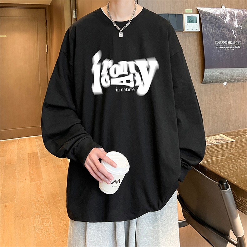 直播品质秋冬重磅潮牌嘻哈美式印花纯棉长袖T恤打底衫CT367特P28,男装T恤,电商A486
