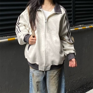 抖音得物高品质26春装美式高街重磅结构拼接织带立领卫衣外套CM42图片