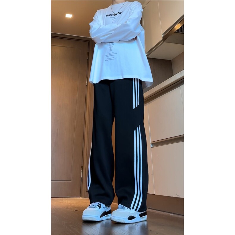 秋季新款美式运动条纹设计宽松休闲卫裤B315-K24269-特p40控78图片