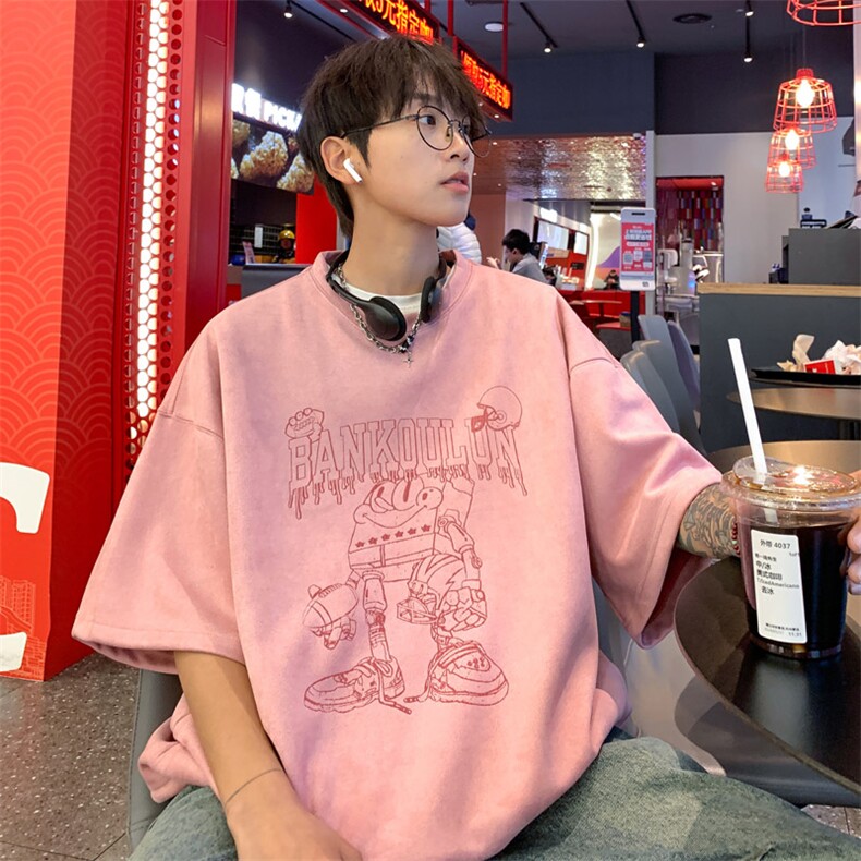 ！2025夏季新款男士烧花麂皮绒短袖T恤半袖TL2407特P26控48图片