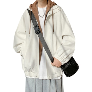 春季大口袋假两件连帽夹克大码新款夹克外套XZ102B-1-JK2566P75图片