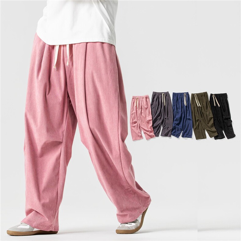 秋冬新款大码日系港风直筒阔腿裤伞兵工装裤中性灯芯绒K317/P65，男装工装外套，钱塘713