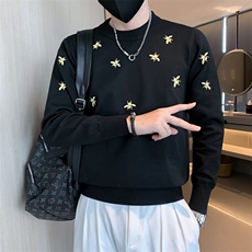 高端轻奢时尚修身毛衣男春秋小蜜蜂针织衫套头圆领长袖男M3288，男装针织衫/毛衣，星座1116A-2（原606A-1）
