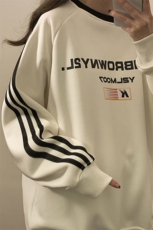 2026中性风三杠条纹圆领字母印花休闲大码M-5XL卫衣男WY77765P48，男装卫衣，星座227-7