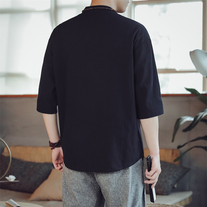 夏季男士风复古唐装名族风T恤A334-T117-P999,男装民族服装,电商B339(原A334）