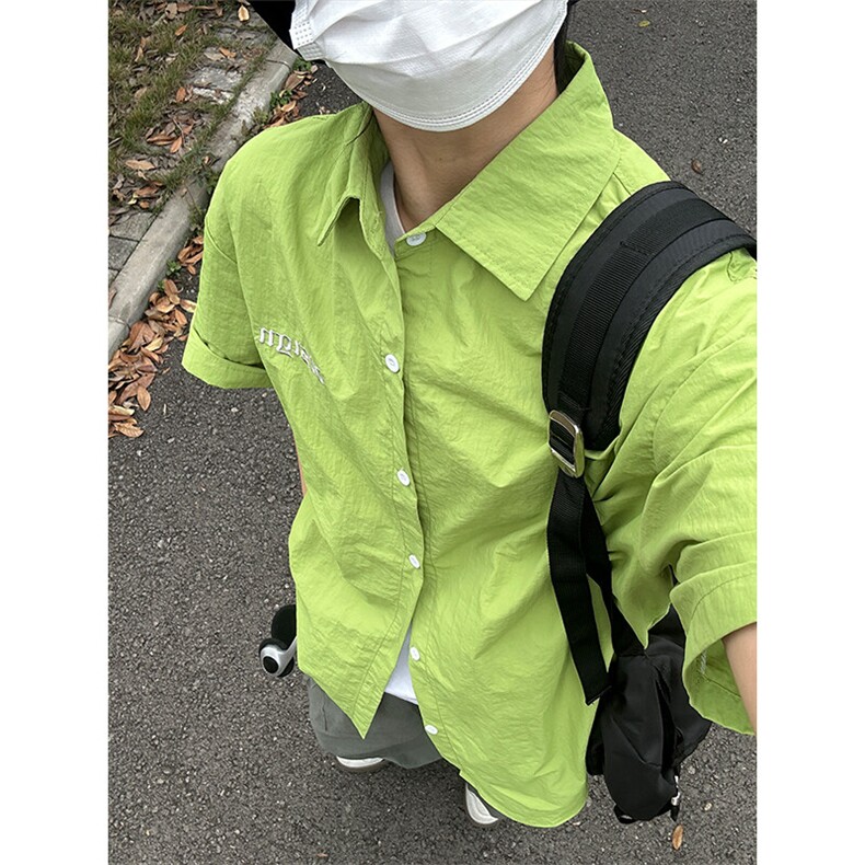 夏季新款速干短袖刺绣衬衫潮流港风宽松百搭男半袖CS285-P35,男装T恤,星座301C-5