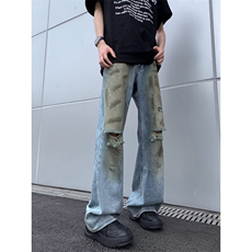 美式高街牛仔裤男潮牌破洞休闲裤N8515/P48，男装牛仔裤，电商D202-1