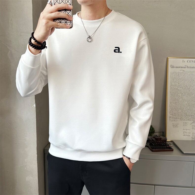 男款秋季新款圆领卫衣时尚潮流长袖套头卫T春秋打底上衣W8130-P45,男装T恤,电商A237