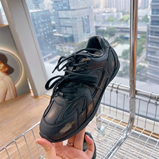 真皮德训鞋女2024秋季新款平底复古阿甘鞋运动老爹鞋休闲百搭女鞋，女鞋休闲鞋，电商A223
