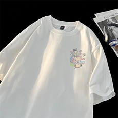 抖音直播高克重男女潮流印花宽松半袖T恤衫男517A-2-T6637-P28，男装T恤，星座517A-2