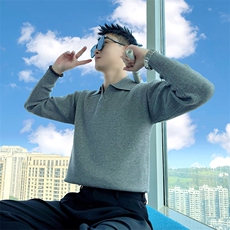 AM308/P68控98秋冬季社会小伙韩式休闲保暖百搭打底毛衣男灰首，男装T恤，星座305B-1