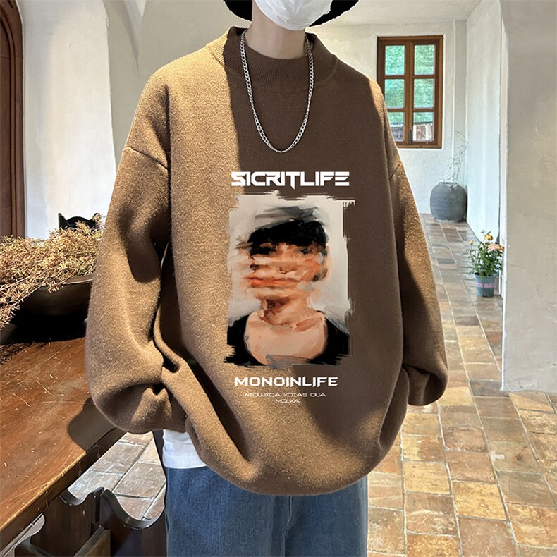 控68半高领毛衣男士大码针织衫男毛线衣男M18213-P45加绒款-P65,男装针织衫/毛衣,电商A040