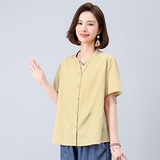 2025年夏季休闲文艺纯色小衫，女装衬衫，悦见她