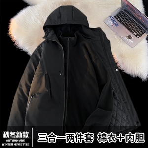 TH616001/P120冲锋衣大码冬季防风防水三合一外套棉衣男女同款图片
