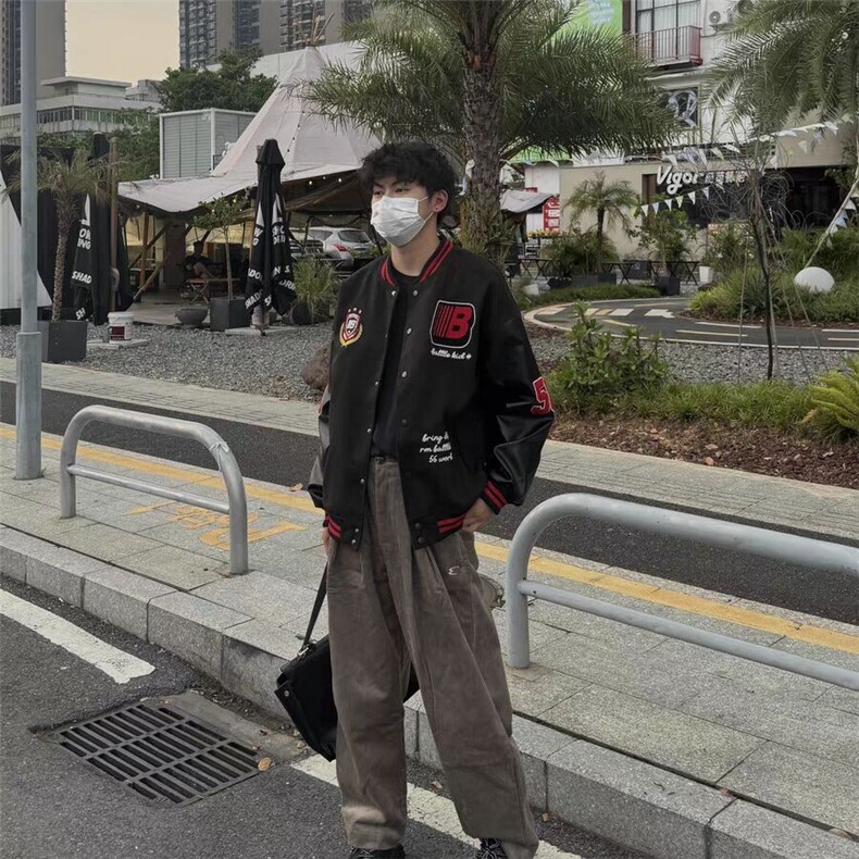 美式复古棒球服外套男女秋冬ins潮牌学院风宽松高级感飞行员夹克图片