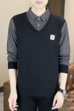 {大}秋冬季男假两件一体绒针织衫百搭衬衣领1018-1-M192-P23，男装针织衫/毛衣，星座1018-1​