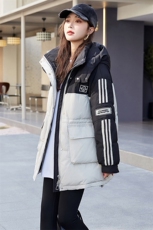 现货连帽中长款抽绳白鸭绒羽绒服女冬季新款设计感小众加厚立领，女装羽绒服，E百度