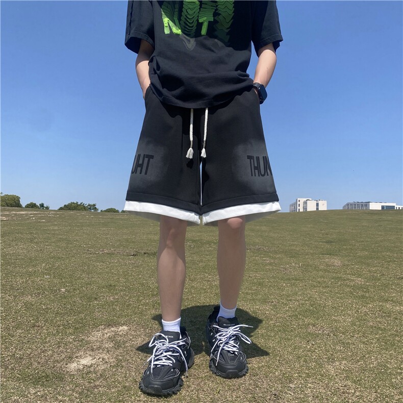 夏季新款字母印花潮流百搭宽松运动五分裤B315-K24157-特p30控58,男装牛仔裤,电商B315