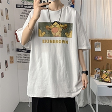2021港风圆领青春休闲大码运动日系原宿潮流男士短袖宽松728F25，男装T恤，星座227-7