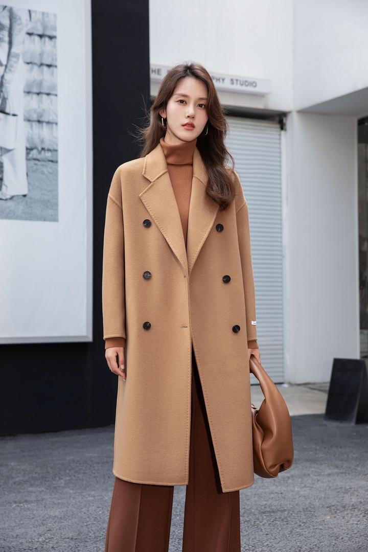 2022新款欧美范儿时尚大方羊毛双面呢大衣,女装其它,L·H·X