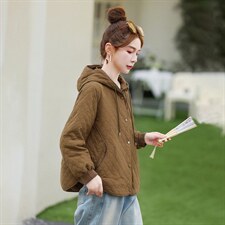 提花短外套女春秋百搭连帽上衣，女装短外套，芙芮