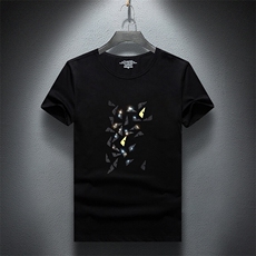 新款高品质套头短袖燙钻潮休闲圆领T恤夏季大码简欧上衣A2507-P63，男装T恤，电商A227B（原钱塘4066-1）