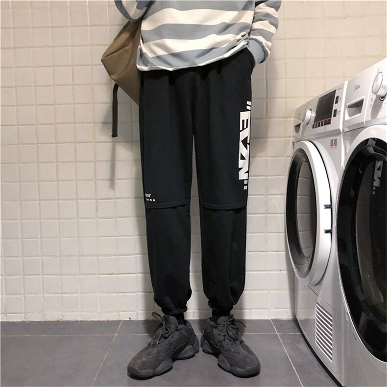 2021束脚运动裤男港风ins帅气休闲卫裤百搭束脚九分裤K421-P32,男装休闲裤,星座512-2
