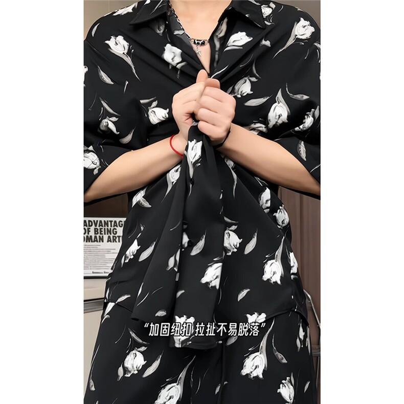 短袖衬衫男+短裤男潮流休闲套装男M-5XL大码TZ78712P50控98模特图,男装牛仔裤,星座226-1