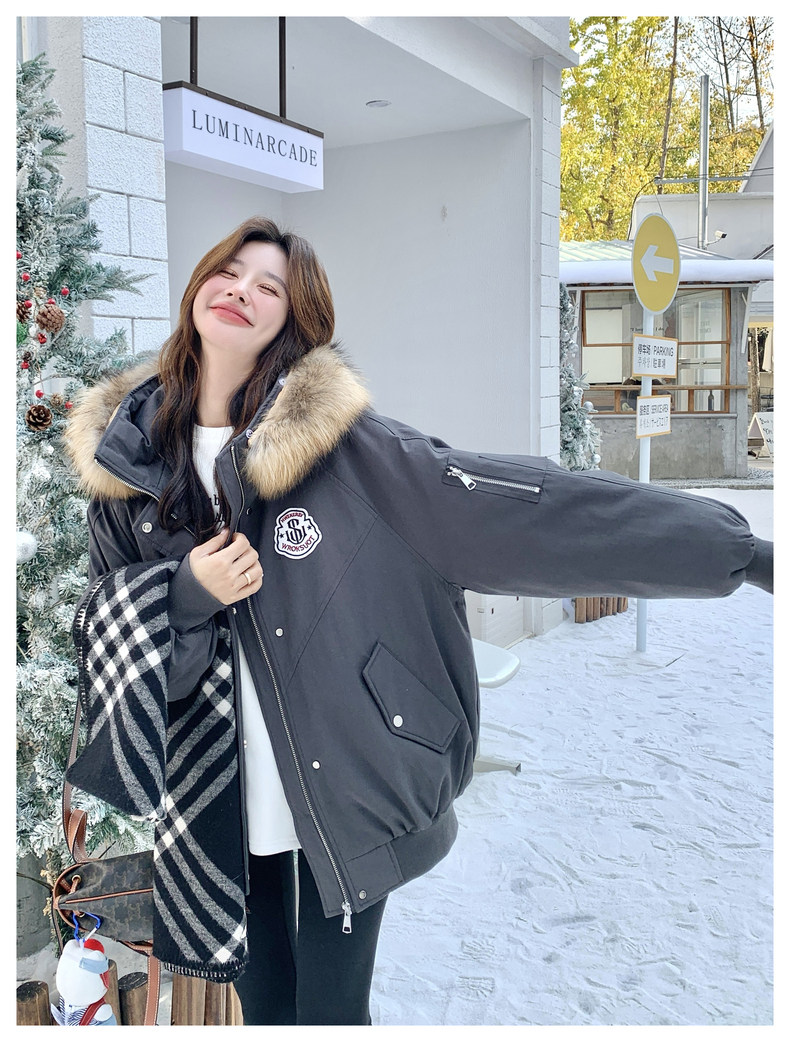 连帽保暖派克服女冬小个子时髦洋气工装短外套，女装派克服，浙宝212A