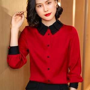 2023春夏季新款职业衬衣长袖桑蚕丝真丝衬衫女设计感小众轻熟别致