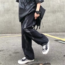 美式潮牌扎染阔腿裤子高街ins复古牛仔裤男痞帅老爹裤NK518-p40，男装牛仔裤，星座1008-1