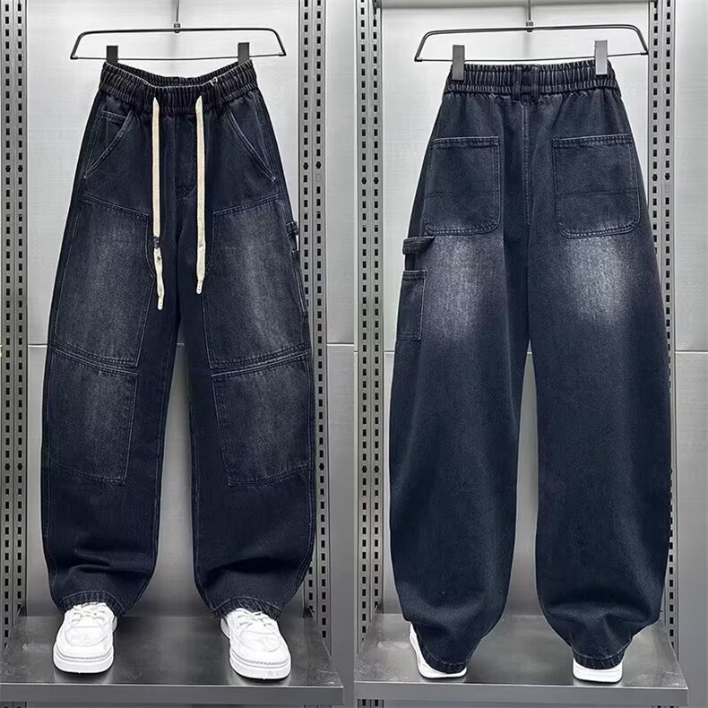 1506-1/KB8321/P52冬季潮流宽松加绒加厚牛仔裤男个性多口袋弹力,男装牛仔裤,星座1506-1