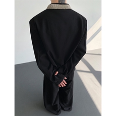 高级感小香风重工镶钻垫肩圆领西装外套男廓形上衣XZ17P128，男装西服，星座512-1（原513-3）
