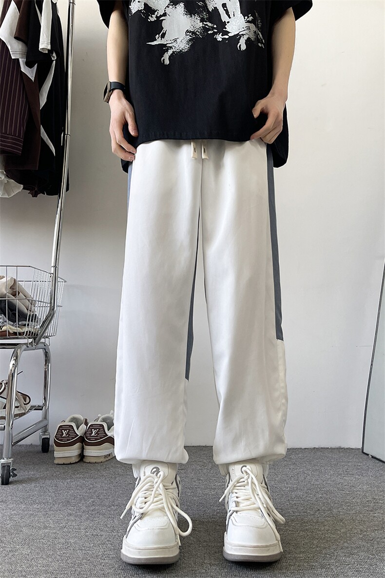 8XL-M束脚运动裤男士宽松百搭潮拼接休闲卫裤加肥加大码K969p35,男装休闲裤,电商D206-1