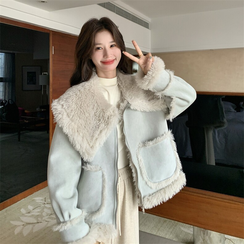 现货主推！！蓝色皮毛一体2C203-5575-P210-K318，女装棉衣/棉服，2C203