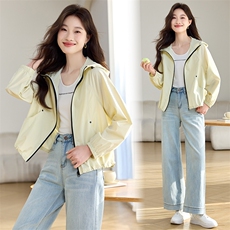 时尚短款连帽防晒外套女2025年夏季新款宽松大码洋气减龄薄款上衣，女装防晒衣，韩派