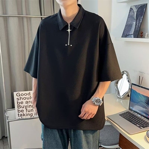 网络图现货翻领正肩T恤半拉链套头polo衫男短袖RS125-P38图片