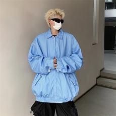 美式外套男生短款潮牌春秋季条纹拉链衬衫痞帅夹克高级设计感，男装夹克，星座716-3