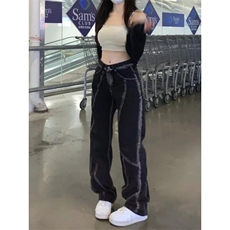 美式复古vibe风牛仔裤女夏季高街ins潮水洗做旧直筒裤N519，男装牛仔裤，星座1116A（原606A-3）