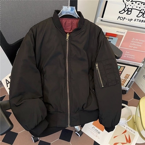 两面穿纯色加棉短款棒球服棉服外套男女2024秋冬9822P95
