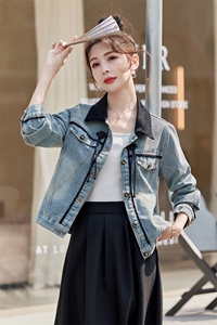 大码女装胖mm新中式盘扣牛仔外套2025春新款复古显瘦短款上衣图片